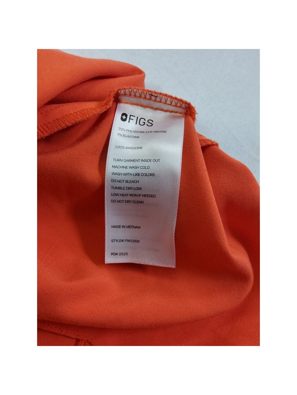 FIGS Shirt Technical Collection V Neck Scrub Top Women's Medium Orange - Picture 7 of 8